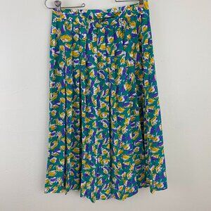 Vintage Multicolor Pleated Midi Skirt